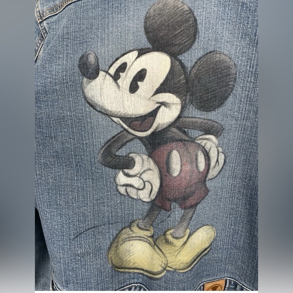 Disney Store Mickey Mouse Vintage Painted Rhinestone Denim Jacket Large 14/16 - Picture 3 of 8